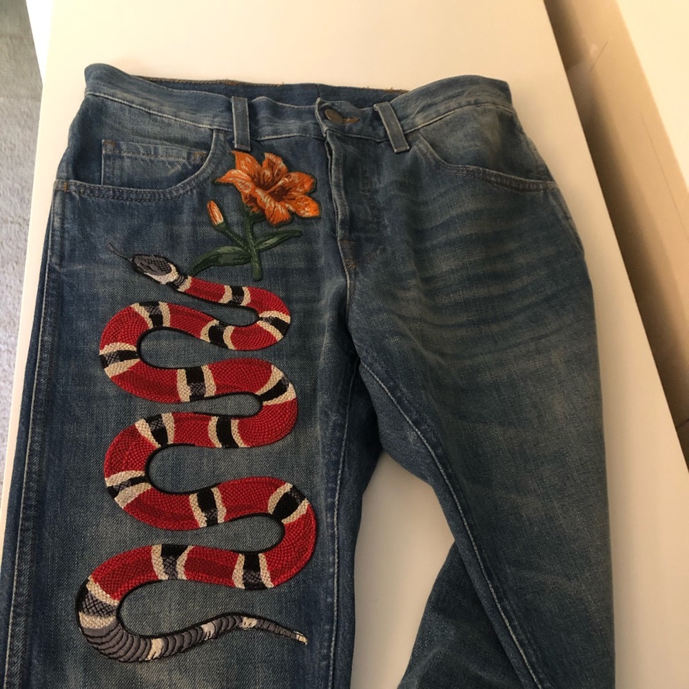 Embroidered Gucci Boyfriend Jeans